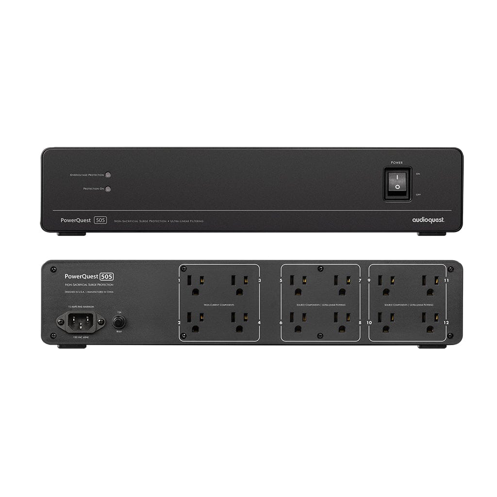 AudioQuest PowerQuest 505 Power Conditioner - Premium Surge Protector & Power Strip with Noise Filtering for Home Theater, Studio & Gaming Setup