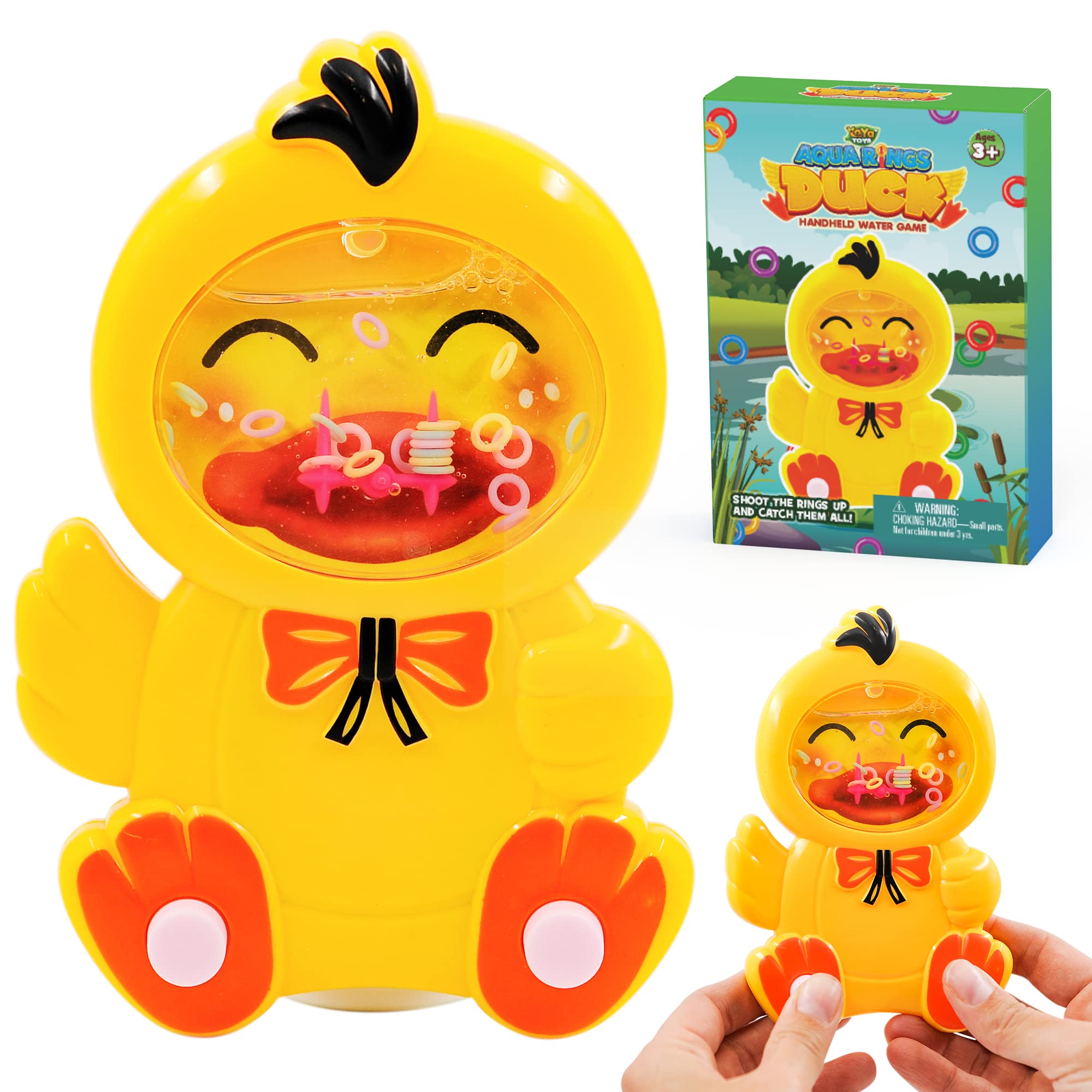 YoYa Toys Aqua Rings Duck Handheld Water Game for Kids - Classic Retro Travel Toy with Nostalgic Fun - Portable Road Trip & Car Activity for Children - Perfect Gift & Party Favor for Boys & Girls - Great for Travel, Waiting Rooms, and Stress Relief Playtime