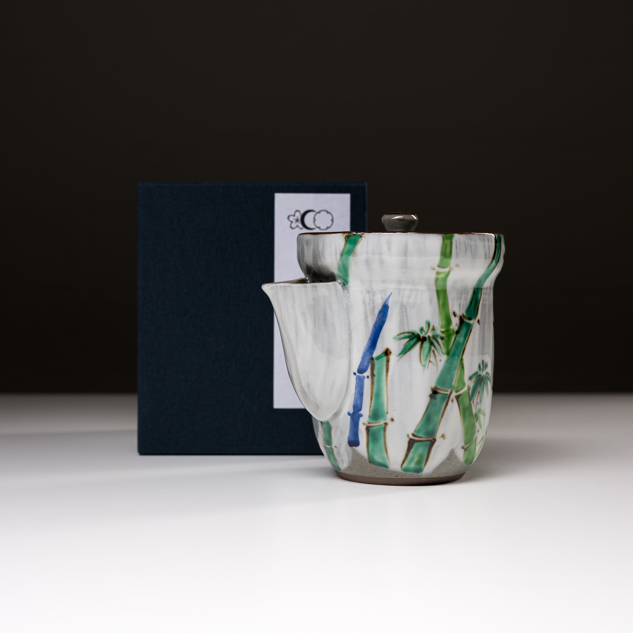Handmade Kyo Kiyomizu Ware Hohin Teapot with Bamboo Handle - Authentic Japanese Ceramic Teapot for Matcha, Sencha & Green Tea Brewing - Perfect for Tea Ceremonies & Home Tea Time
