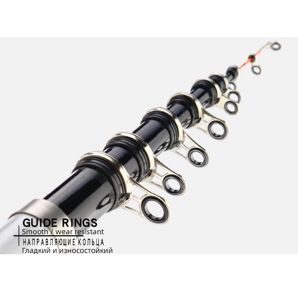 Carbon Fiber Telescopic Fishing Rod 1.5m-3.0m with Ceramic Guide Rings - Portable Travel Fishing Pole for Saltwater & Freshwater - Ideal for Rock Fishing, Beach Casting, and Backpacking Adventures