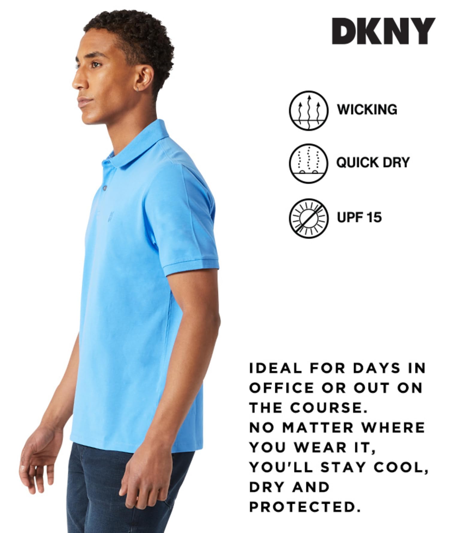 DKNY Men's Polo Shirts - Soft Stretch Cotton Casual Shirt | Modern Fit Short Sleeve Polo for Men | Perfect for Office, Golf & Summer Outings