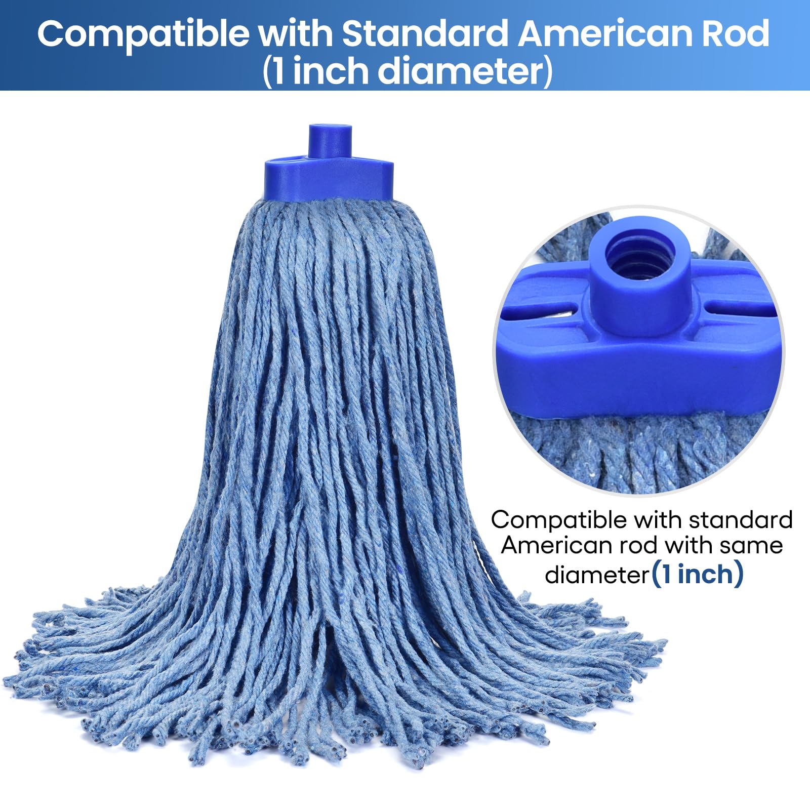 Heavy Duty Cotton Wet Mop Heads (12 Pack) - for Home & Commercial Cleaning