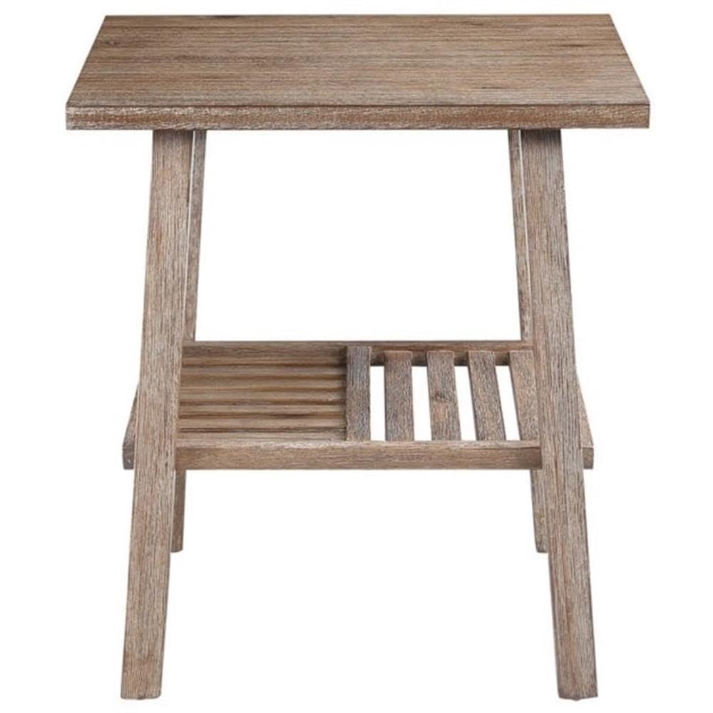 Home Square Sonoma End Table Set of 2 - Distressed Barnwood Finish with Wire-Brush Texture - Perfect for Living Room, Bedroom, or Office Side Tables