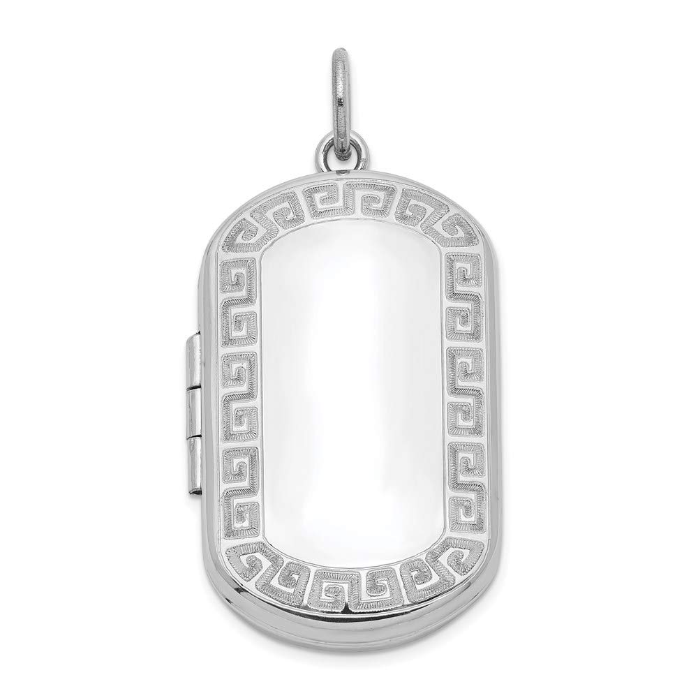 Elegant Black Bow Sterling Silver 30mm Greek Key Border Rectangular Locket Pendant - Perfect for Necklaces, Gift Giving & Special Occasions