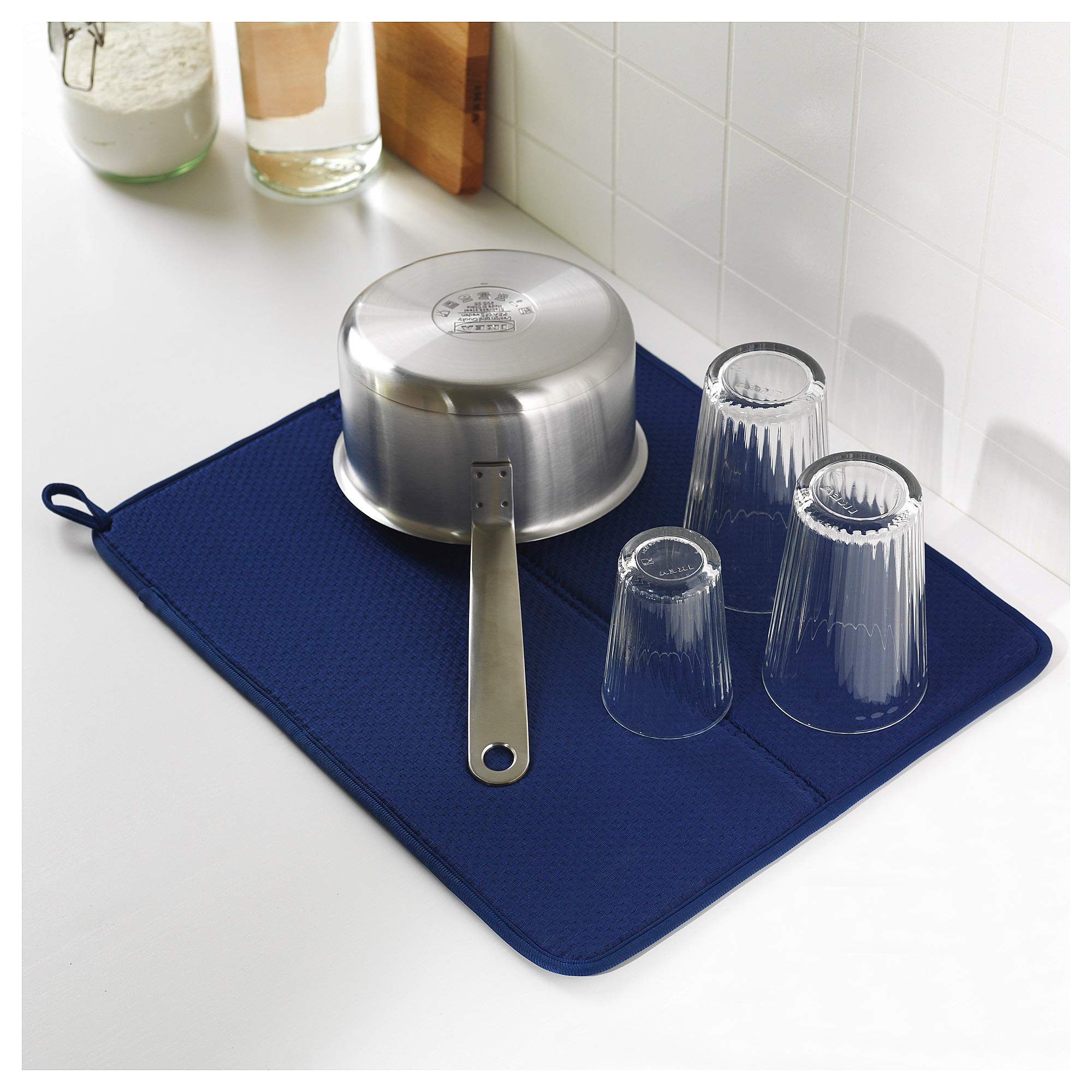 IKEA Nysköljd Dish Drying Mat - Absorbent Kitchen Countertop Mat for Dishes, Cups & Utensils - Blue - Perfect for Kitchen Counter Protection & Drying Dishes After Washing