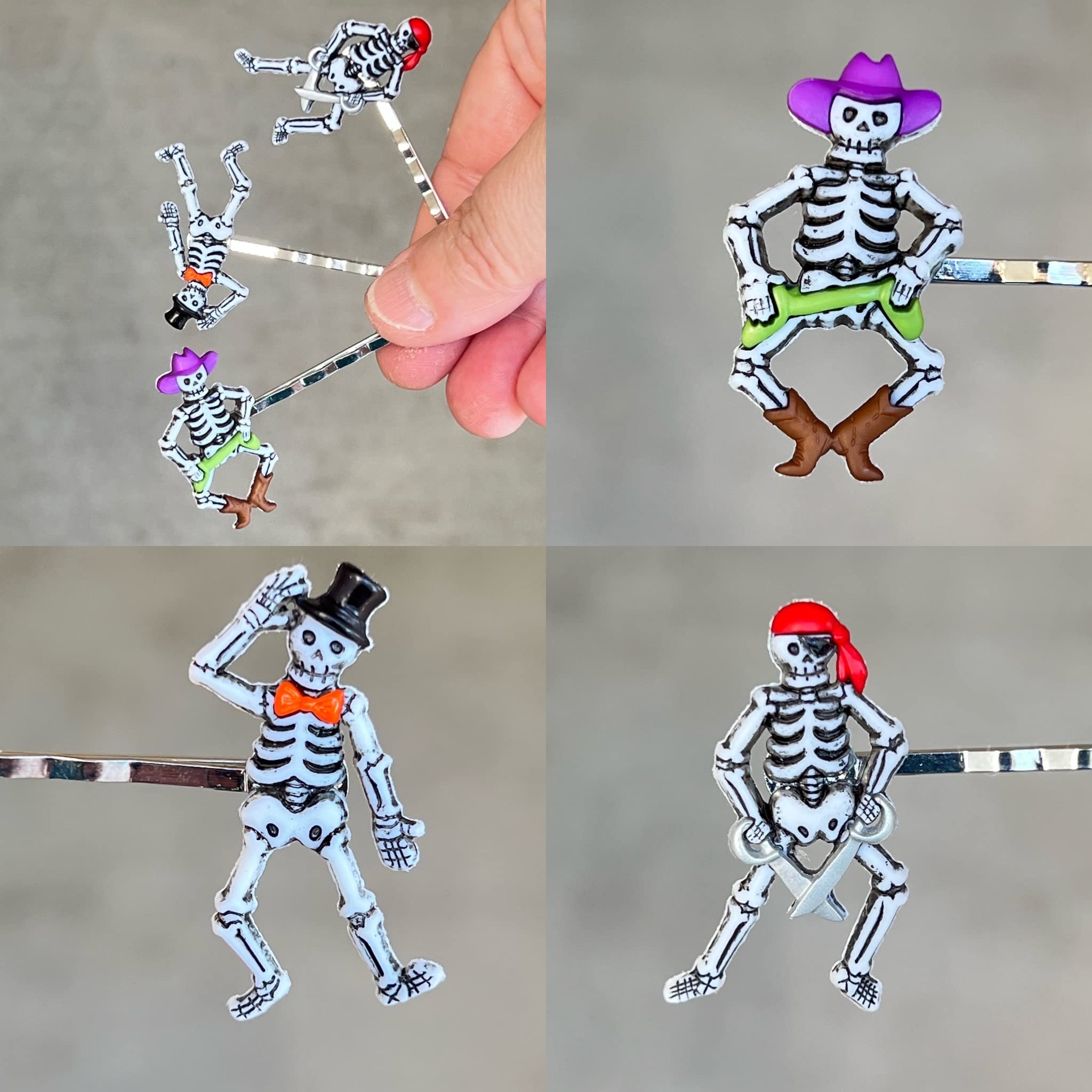 Fun Halloween Hair Clips - Dancing Skeleton Bobby Pins for Women & Costumes