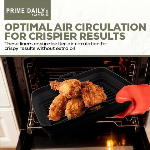 Extra Large Reusable Silicone Air Fryer Liners for Toaster Oven - Non-Stick, Durable Baking Accessories for Family Meals | Perfect for Roasting, Frying & Reheating Food in Air Fryers