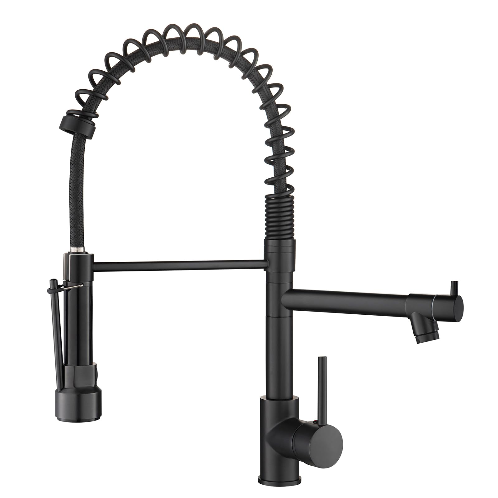AIMADI Matte Black Kitchen Faucet with 2 Function Sprayer - Commercial Grade Stainless Steel, Single Handle Single Hole Design - Perfect for Restaurants, Home Kitchens & Bar Sinks