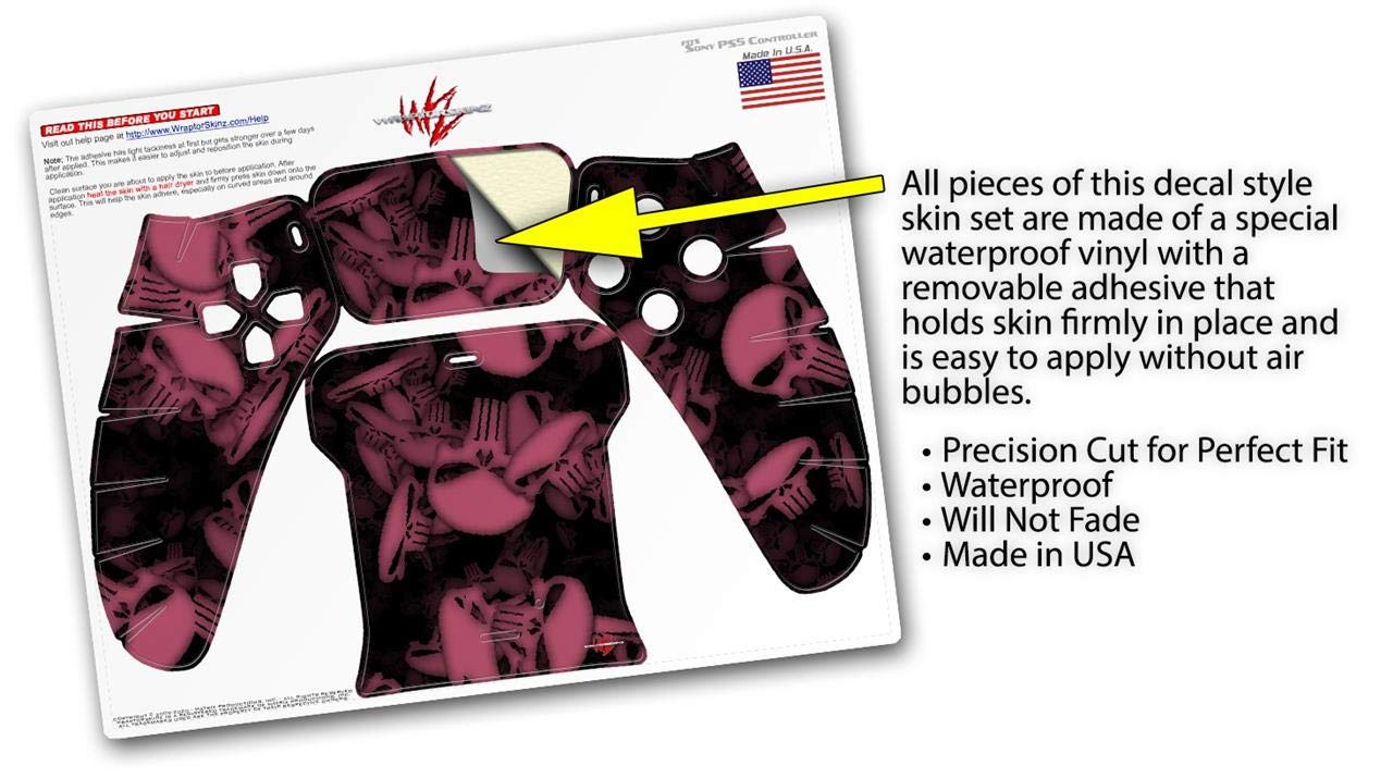 PS5 DualSense Controller Skin Wrap - Skulls Confetti Pink for Gaming Protection