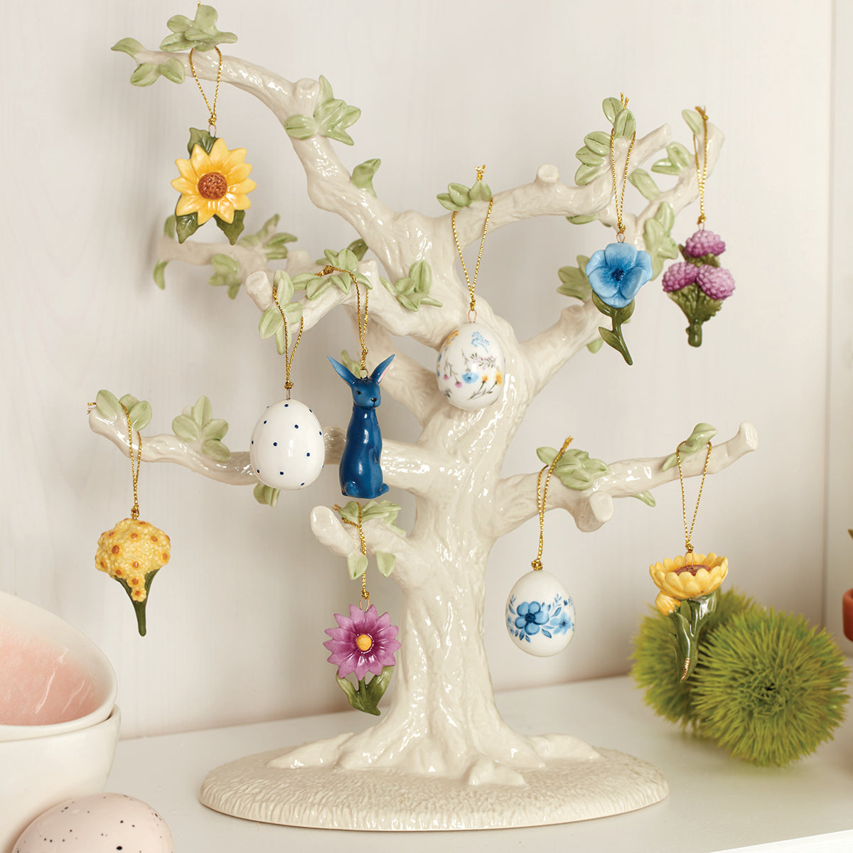 11-Piece Floral Easter Ornament & Tree Set - Spring Home Decor for Easter Tree, Holiday Party, and Festive Table Centerpiece