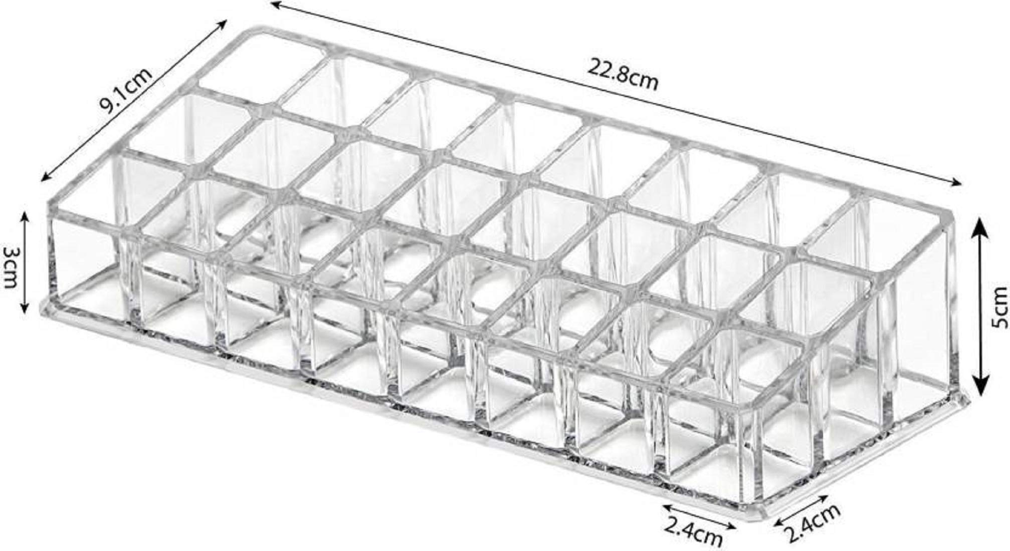 ADDCART 24-Slot Clear Acrylic Makeup Organizer - Lipstick Holder & Nail Polish Storage with Brush Tray for Vanity Table | Perfect for Cosmetics, Jewelry & Beauty Tools Organization