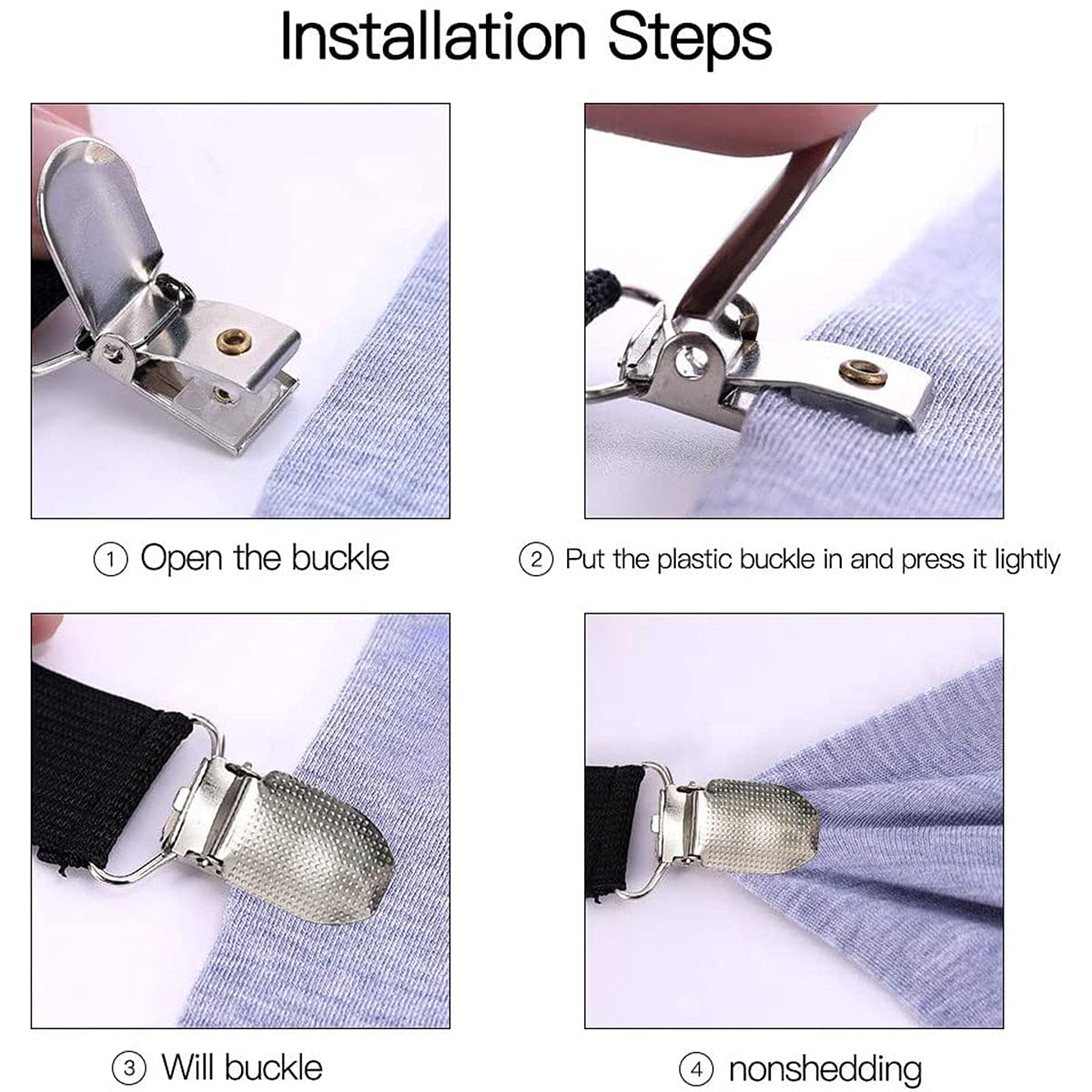 Adjustable Elastic Bed Sheet Straps for Queen/King Beds - Secure Fit for Round & Square Mattresses - Perfect for Home & Travel
