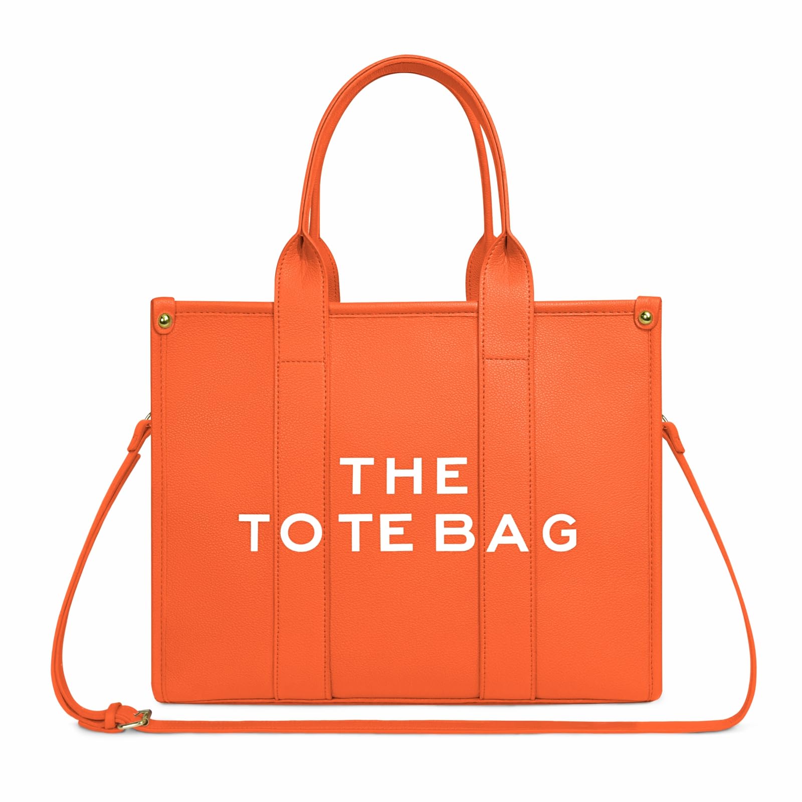 NPBAG Women's PU Leather Tote Bag with Zipper - Stylish Crossbody Shoulder Purse for Travel, School & Work | Trendy Top-Handle Handbag in M Orange | Perfect for Daily Commute, Shopping & Office Use