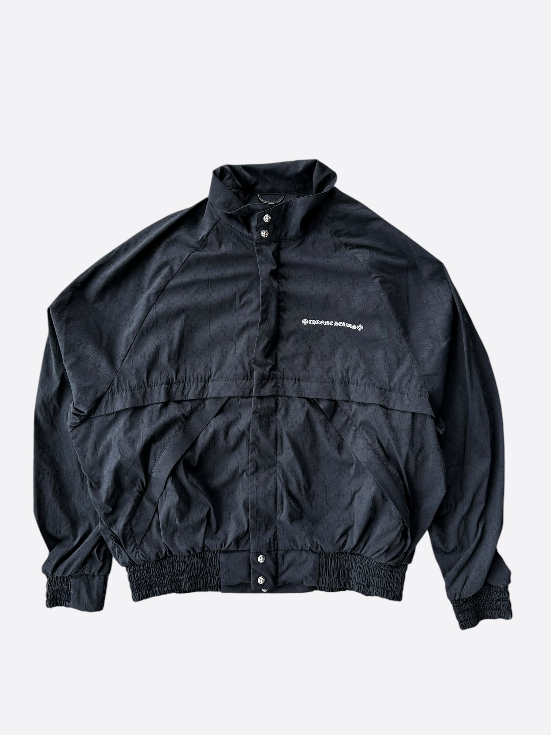 Chrome Hearts Black Cross Jacquard Match Point Windbreaker Jacket - Stylish Streetwear for Men & Women | Perfect for Casual Outfits, Urban Fashion & Outdoor Activities
