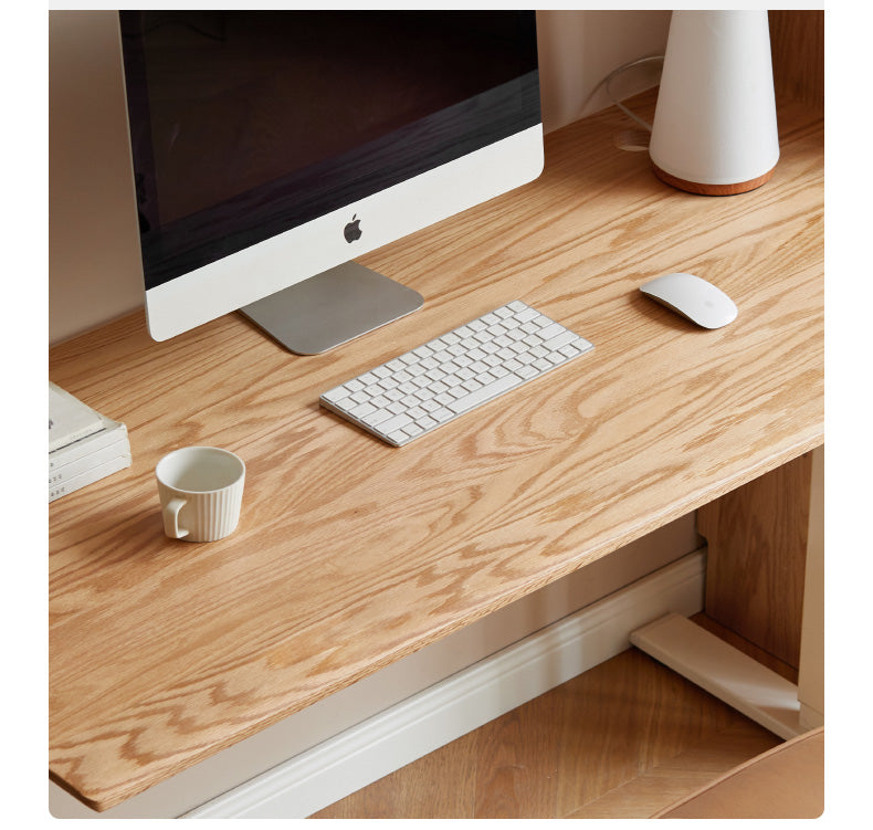 Premium Solid Oak & Black Walnut Electric Height Adjustable Standing Desk - Ergonomic Home Office Workstation for Remote Work & Study