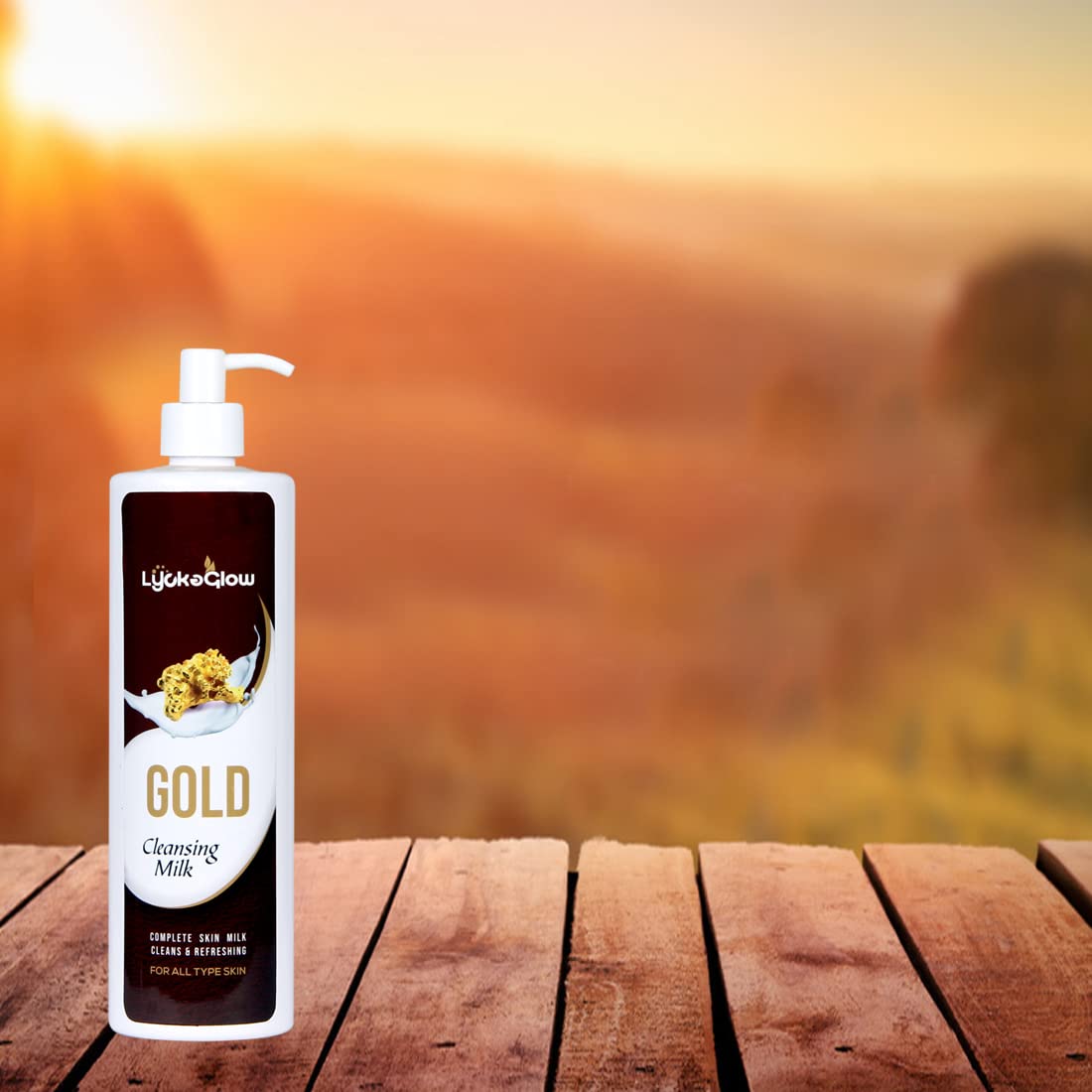 Lycka Glow Gold Refreshing Cleansing Milk - 16.9 fl oz Gentle Face Wash for Hydration & Radiance | Perfect for Daily Skincare Routine & Travel