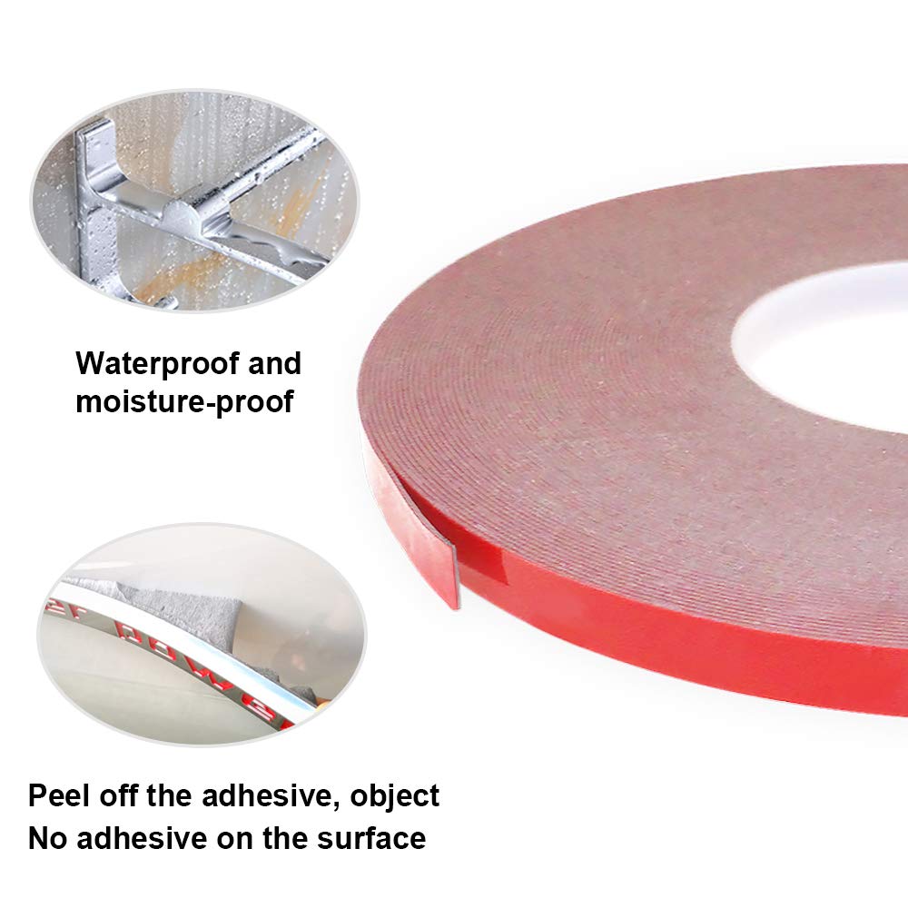 Double Sided Tape Heavy Duty - Strong Mounting Adhesive Waterproof Foam Tape for LED Strip Lights, Home & Office Decor (0.39