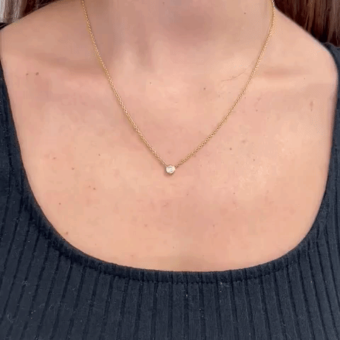 0.25 ct Solitaire Diamond Pendant Necklace - 14K Gold Bezel Setting | Elegant Everyday Jewelry & Perfect Gift for Anniversary