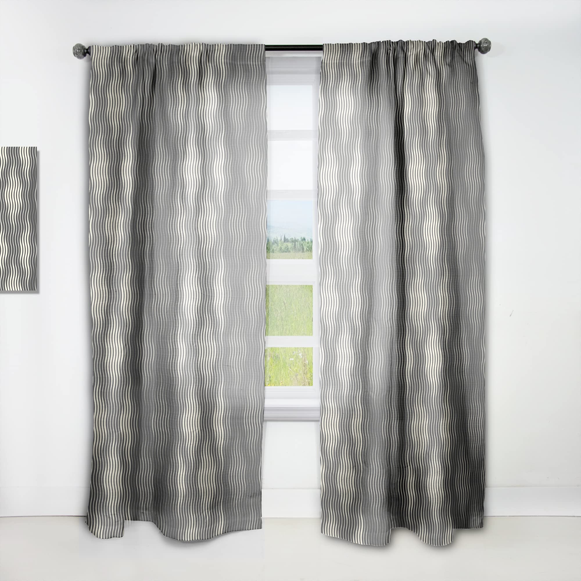 Retro Geometric Abstract Minimalist Curtains - Thermal Insulated Single Panel (52x108) for Bedroom & Living Room - Perfect for Modern Home Decor & Light Control