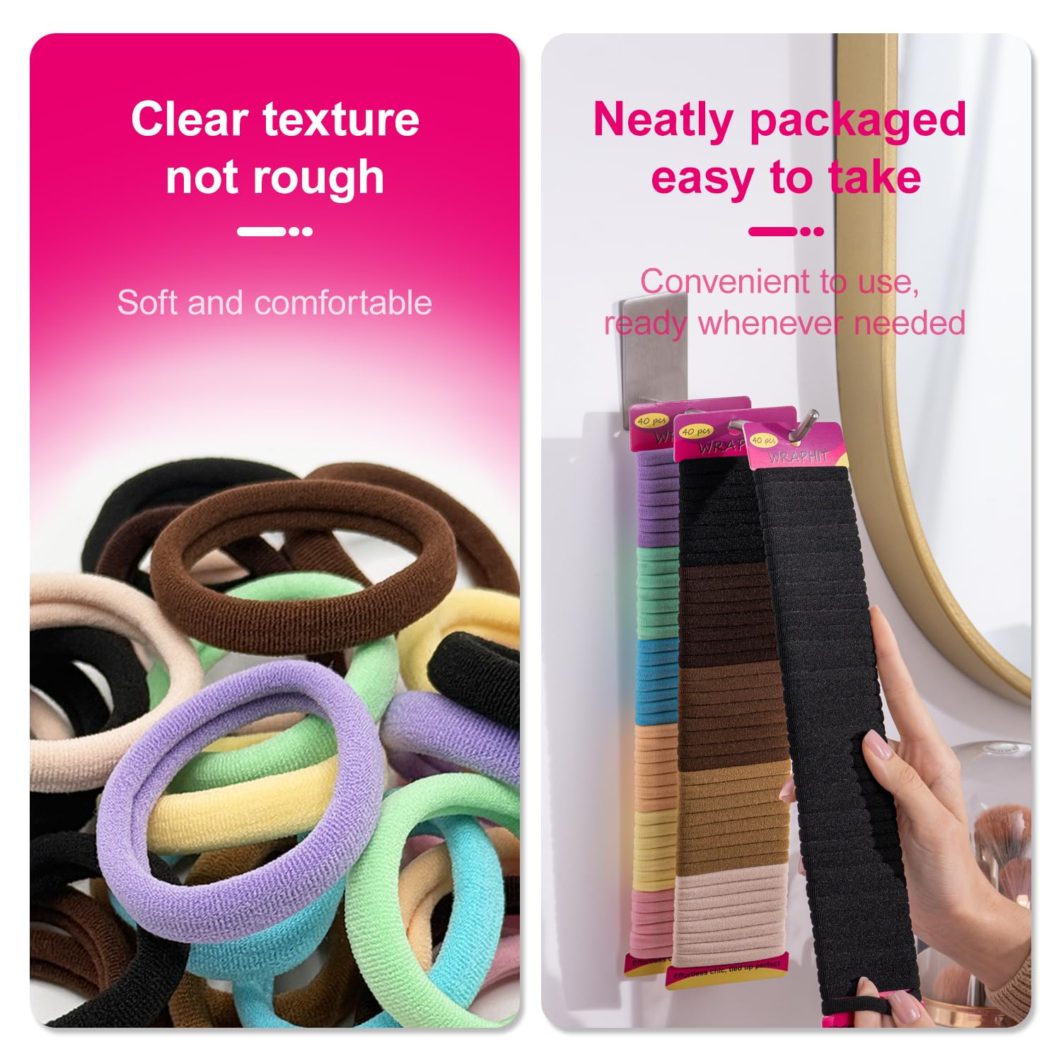 120pc Black Elastic Hair Ties - Soft & Durable No Damage Ponytail Holders for Thick, Curly & Fine Hair - Perfect for Women & Girls - Great for Daily Use, Workouts, Yoga & Gift Giving
