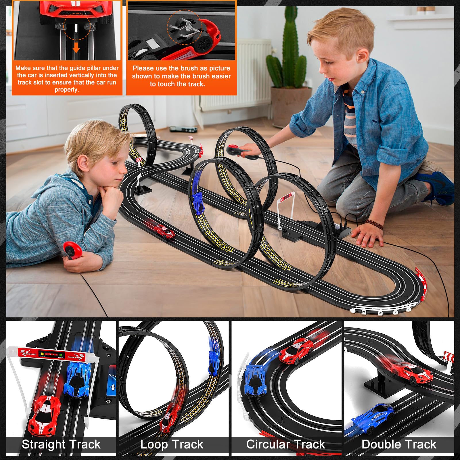 High-Speed 1:64 Scale Slot Car Race Track Set for Kids Ages 6-12 - Dual Racing Game with 2 Electric Cars, Battery or Plug-in Powered - Perfect Gift Toy for Boys & Girls - Fun for Birthday Parties & Family Game Nights