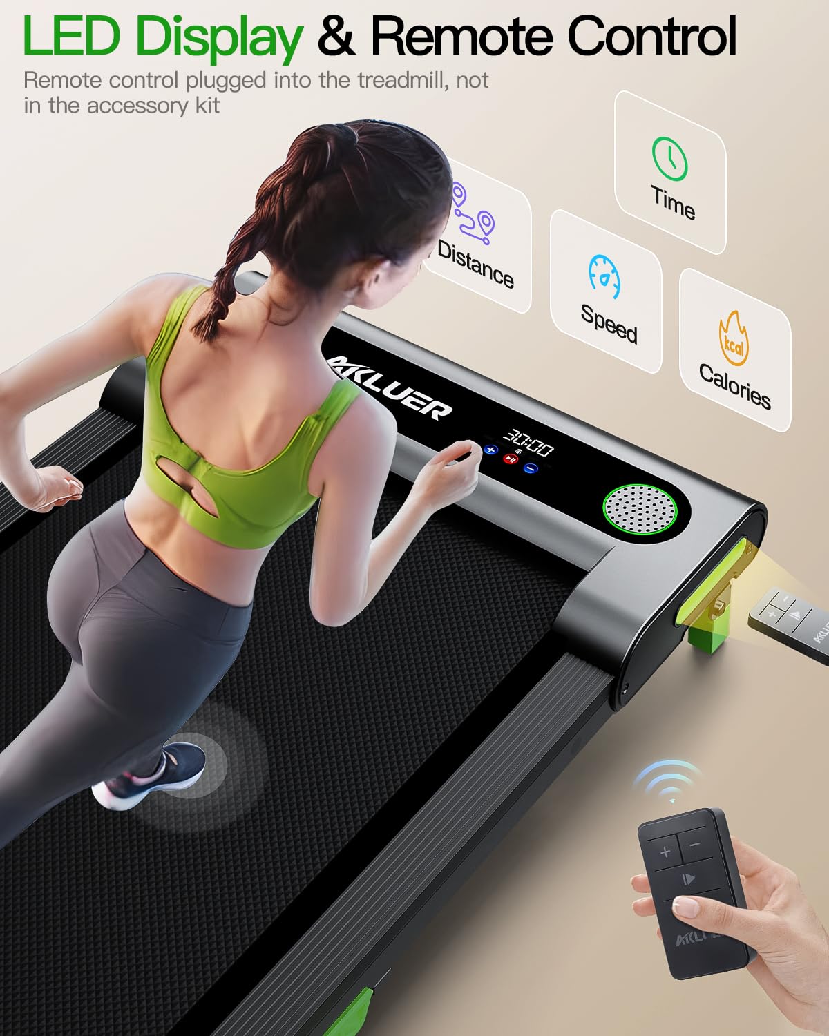 Akluer Incline Walking Pad Treadmill for Home - 2.5HP Under Desk Treadmill with Remote Control & LED Display - Compact Space-Saving Design for Home Office, Apartment Workouts & Indoor Fitness