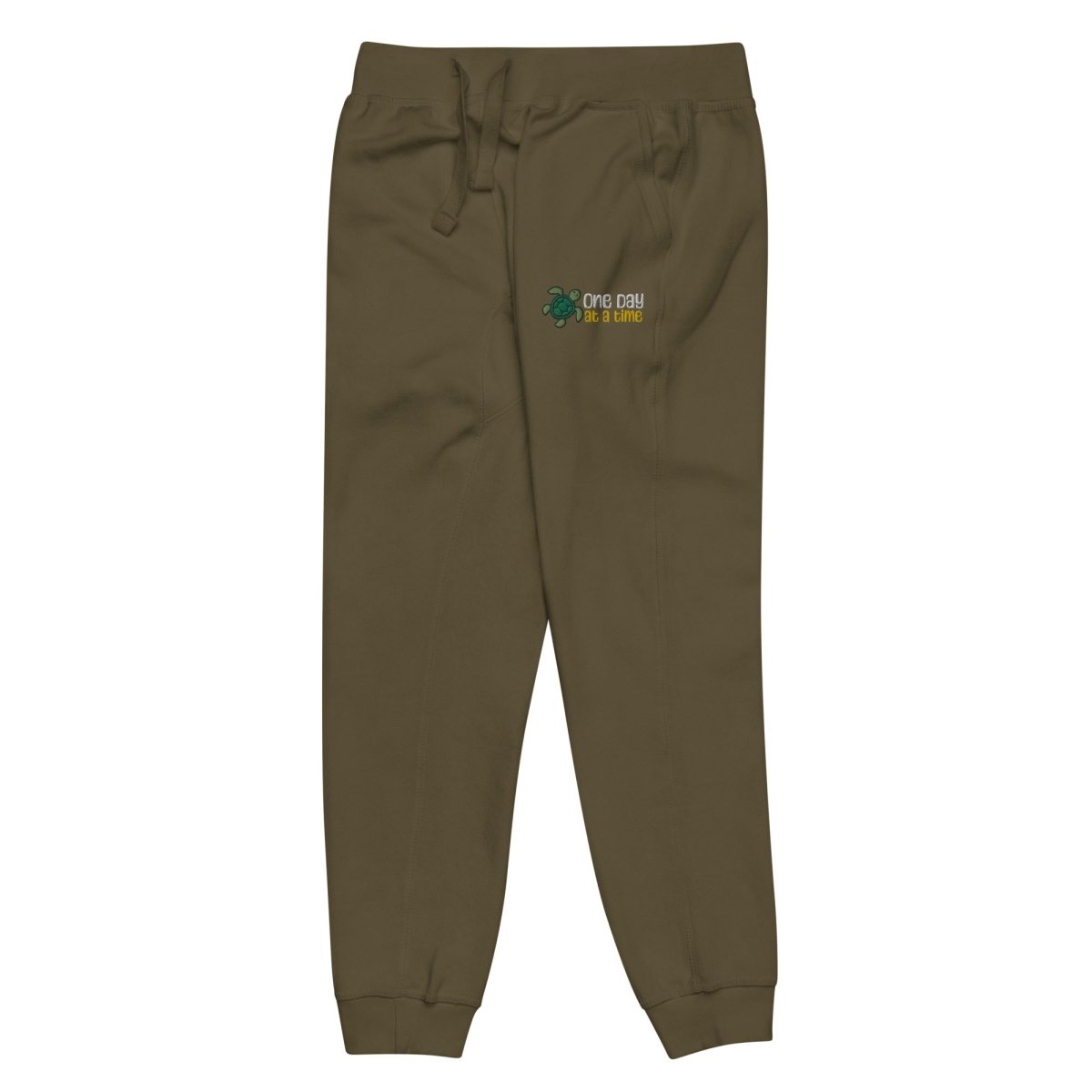 One Day at a Time Turtle Fleece Sweatpants - Cozy Casual Lounge Pants for Women & Men - Perfect for Home Relaxation, Yoga, and Winter Comfort