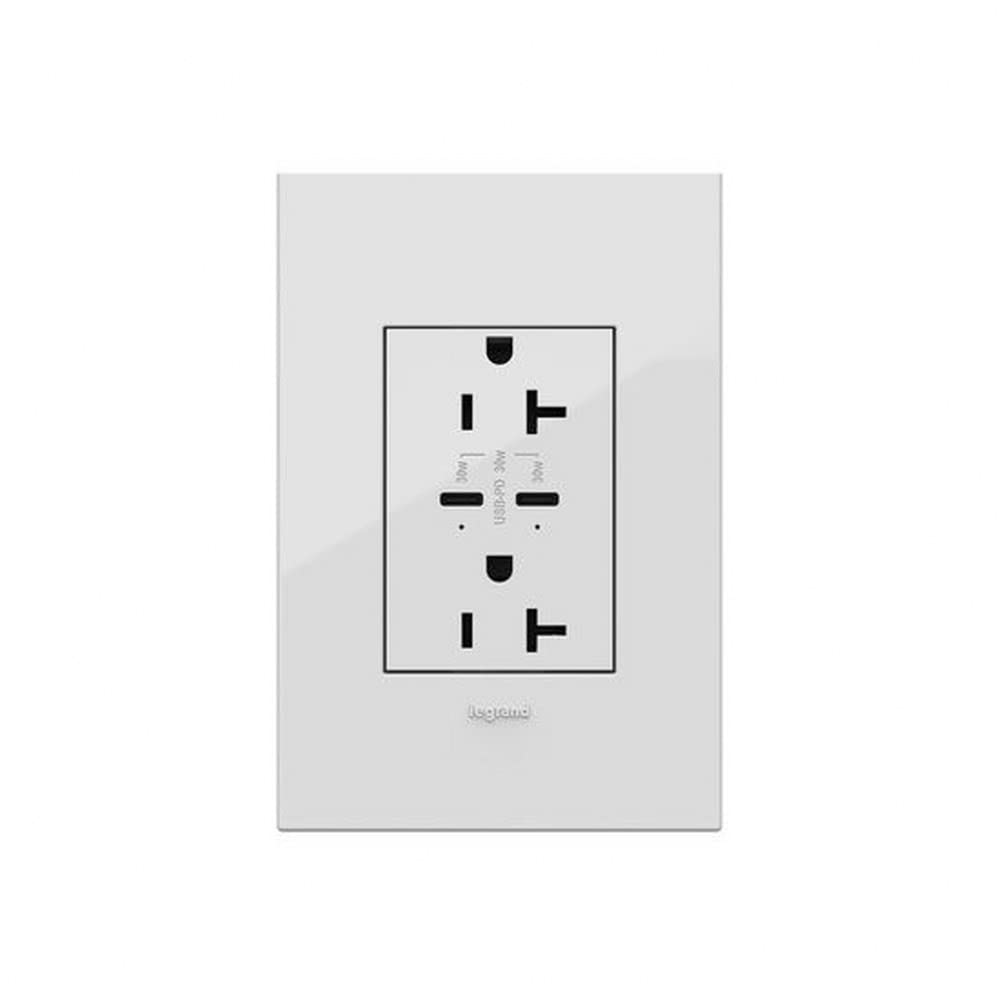 Legrand ARTRUSB20PD30W4 - 20A Tamper-Resistant Ultra-Fast USB-C Power Outlet with Power Delivery (30W) in White | Perfect for Home Office, Kitchen & Smart Device Charging
