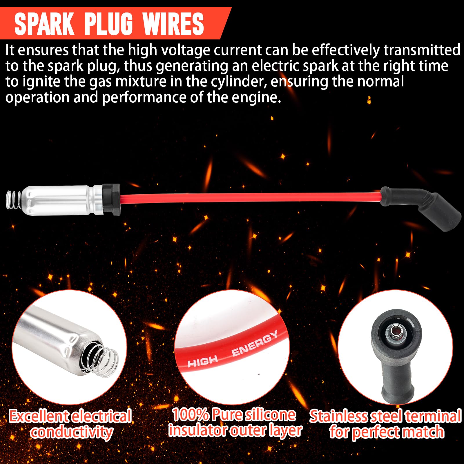 5.3L 6.0L 6.2L Ignition Coil Pack UF413 12570616 H6T55271ZC with Platinum Spark Plugs & Wires - Compatible with Chevy Silverado, GMC Sierra 1500/2500, Tahoe, Suburban, Avalanche, Yukon, Cadillac Escalade, Express, Savana - High Performance Replacement for Smooth Engine Start & Better Fuel Efficiency