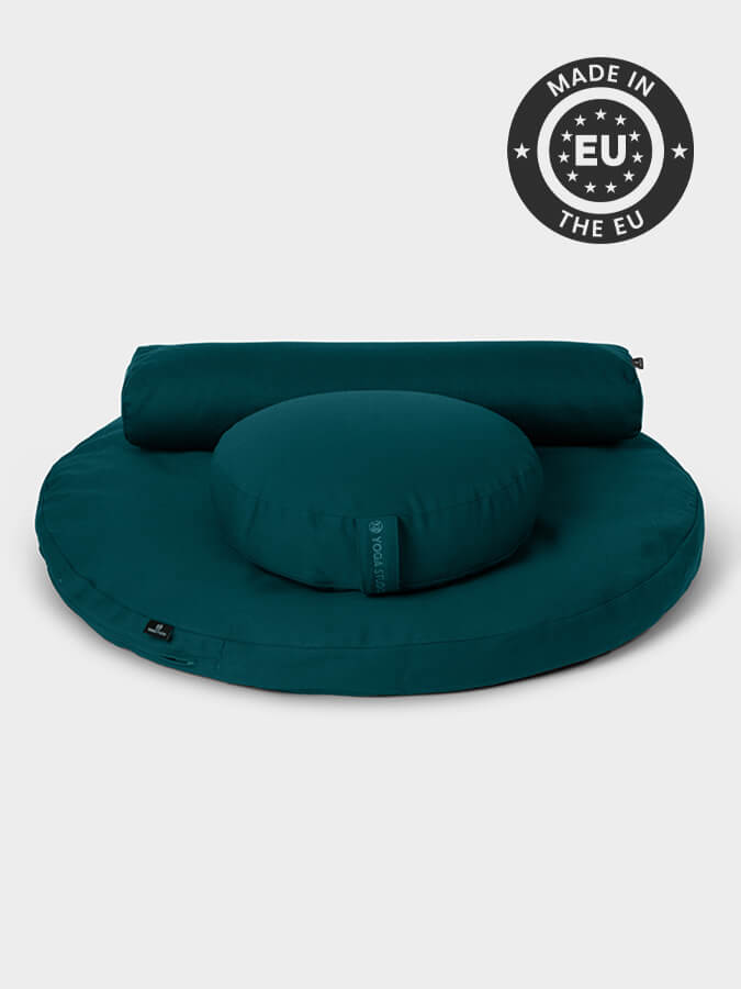 Organic Round Yoga Meditation Cushion Set - Zafu & Zabuton for Comfortable Seated Practice | Perfect for Yoga Studios, Home Meditation & Pranayama Breathing Exercises