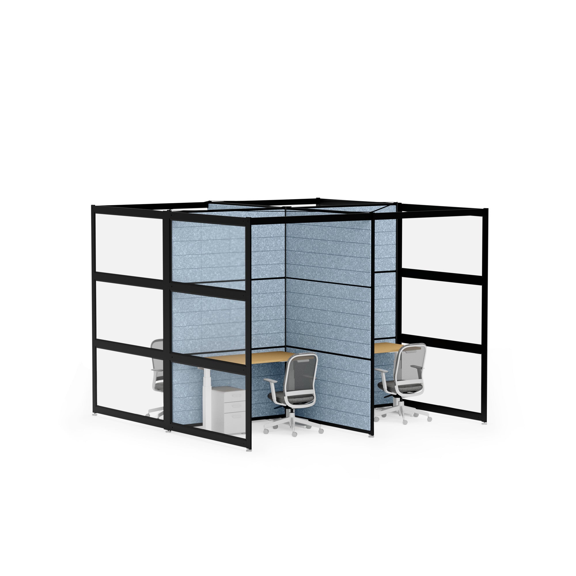 PoppinSpaces Home Office Desk for 4 People - Modern Workspace Solution for Team Collaboration & Productivity