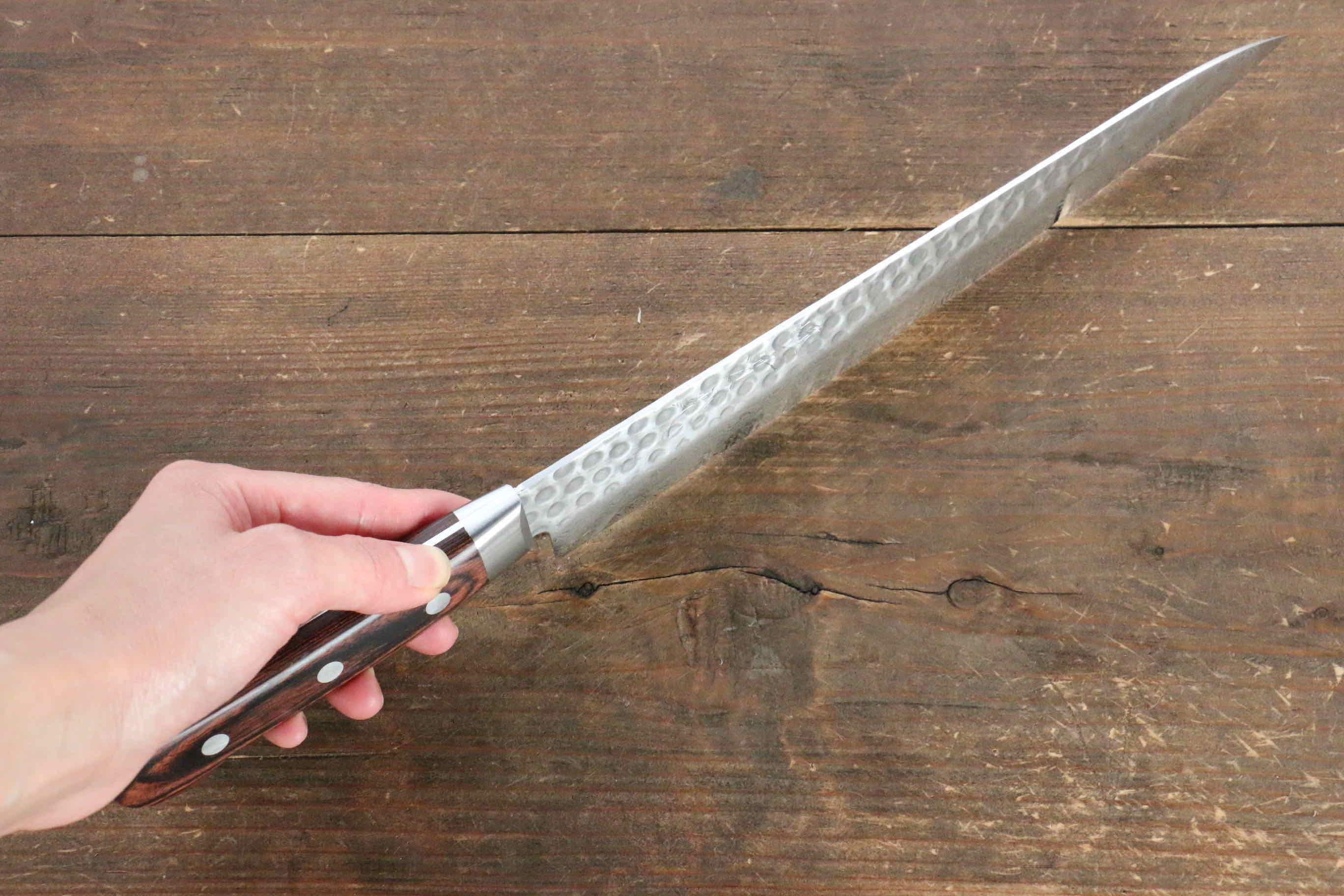 Premium Jikko VG10 17-Layer Sujihiki Knife 240mm - Japanese Sushi & Sashimi Chef Knife with Mahogany Handle - Perfect for Slicing Raw Fish, Meat & Vegetables
