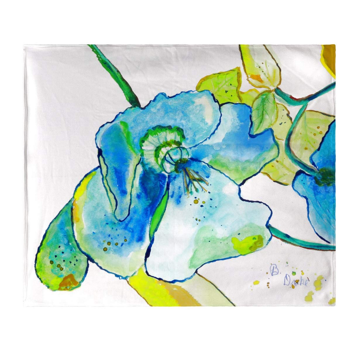 Betsy Drake Blue Hibiscus Fleece Throw Blanket - Soft Cozy Flannel Plush for Couch, Bed & Sofa - Perfect for Winter Nights, Movie Time & Home Decor