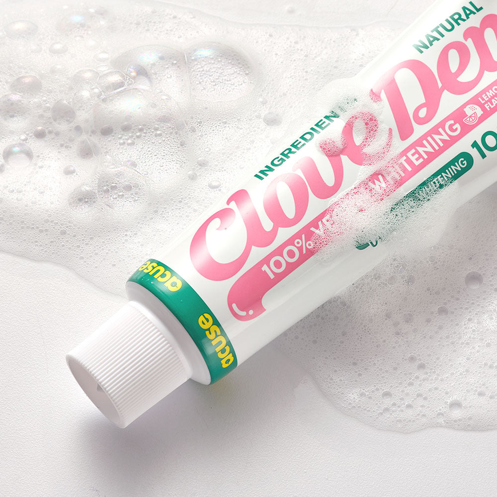 CloveDen 100% Vegan Teeth Whitening Toothpaste - 100g Natural & Fluoride-Free for Sensitive Teeth - Brighten Smile, Remove Stains - Perfect for Daily Oral Care & Coffee/Wine Lovers