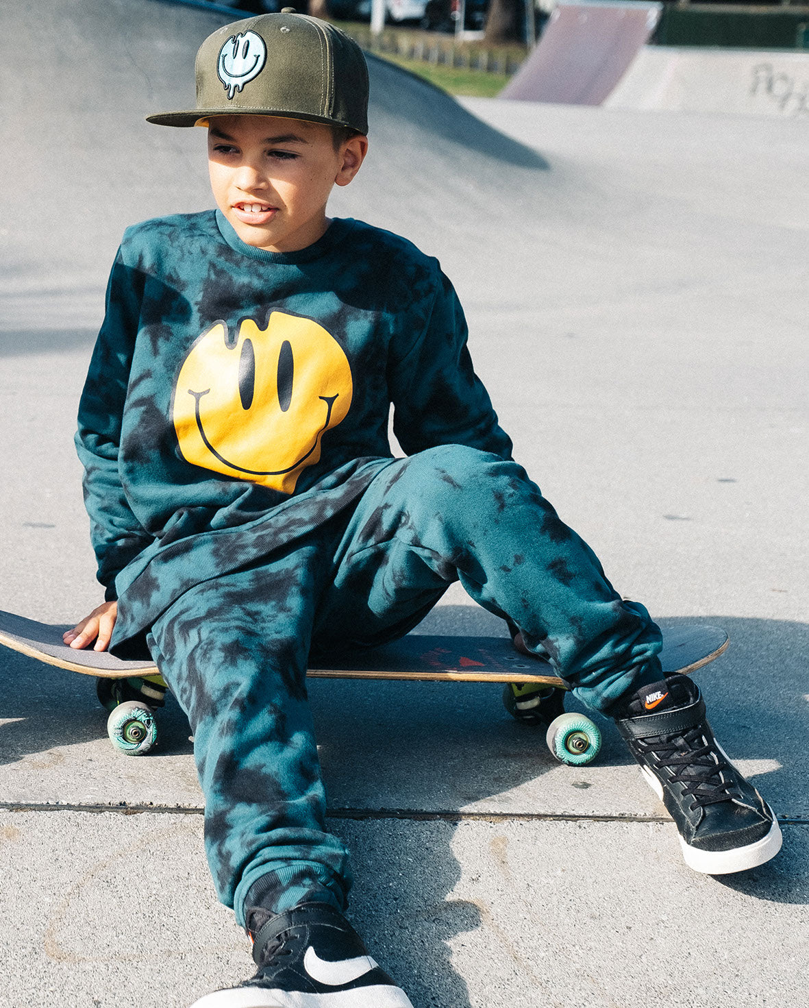 Band of Boys Orange Oozing Smiles Joggers - Green Tie Dye Comfortable Lounge Pants for Boys | Perfect for Playtime, Sleepovers & Casual Wear