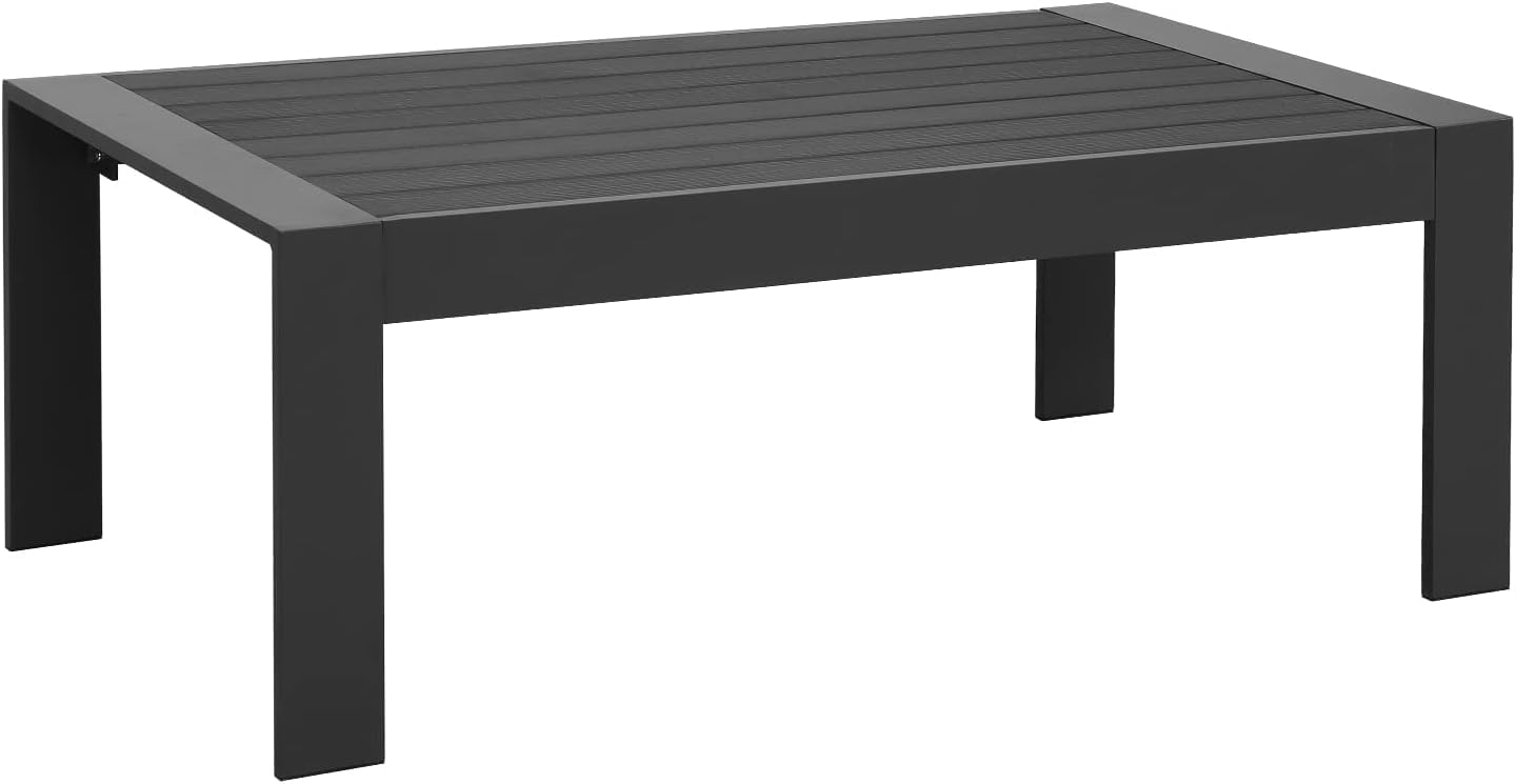 Wisteria Lane Black Aluminum Outdoor Coffee Table - All-Weather Metal Patio Table for Balcony, Garden, Backyard - Modern Rectangle Design for Outdoor Entertaining & Relaxation