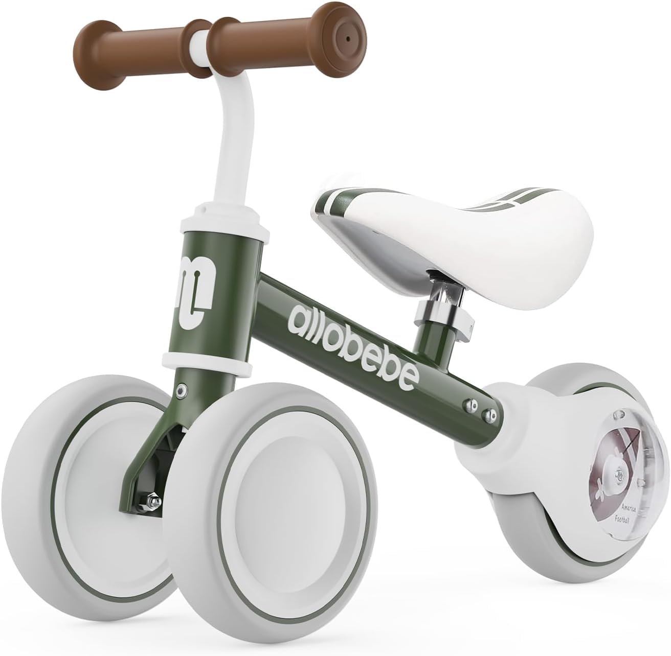 Allobebe Baby Balance Bike for Toddlers 12-36 Months - Adjustable Seat, Silent Soft 3 Wheels - First Bike Training from Standing to Running - Perfect Gift for 1 Year Old Girls - Indoor & Outdoor Play, Park Rides, Early Childhood Development