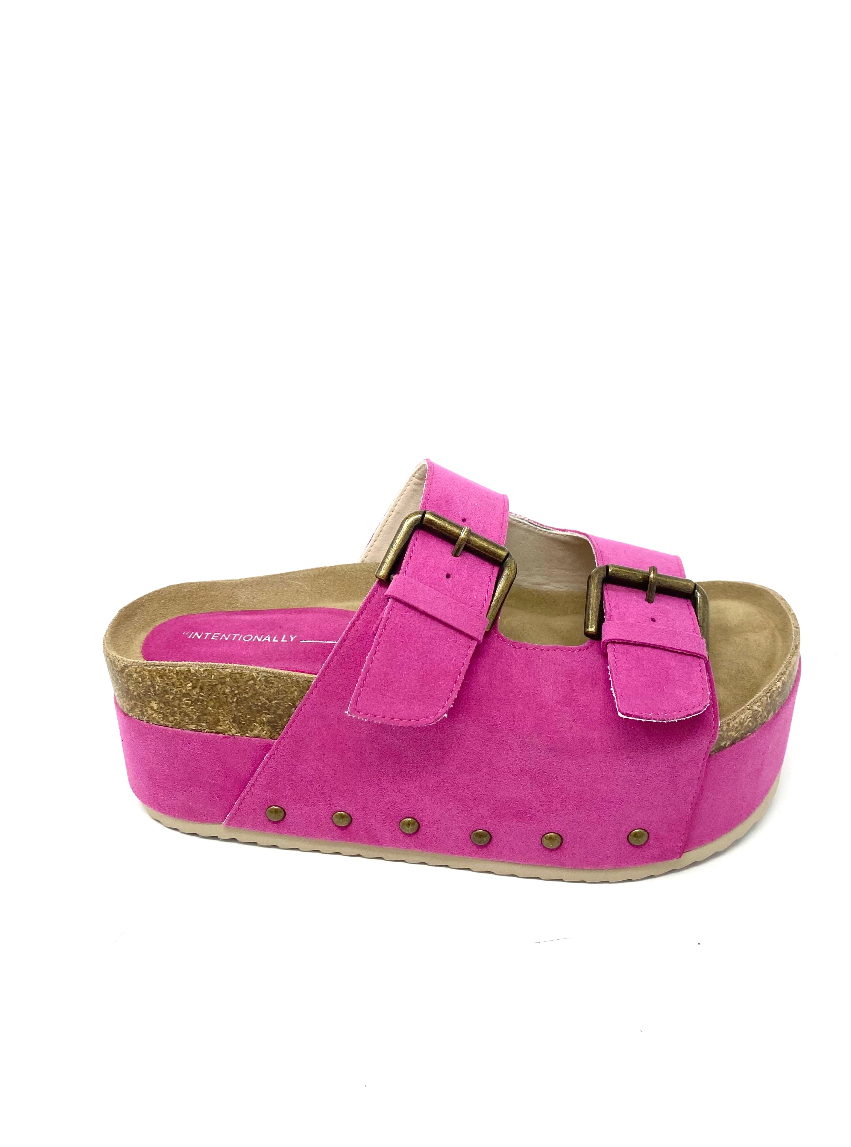 Intentionally Blank Women's Cooper 2 Platform Sandals - Fuchsia Pink Chunky Heel Summer Shoes for Beach, Vacation & Casual Outfits