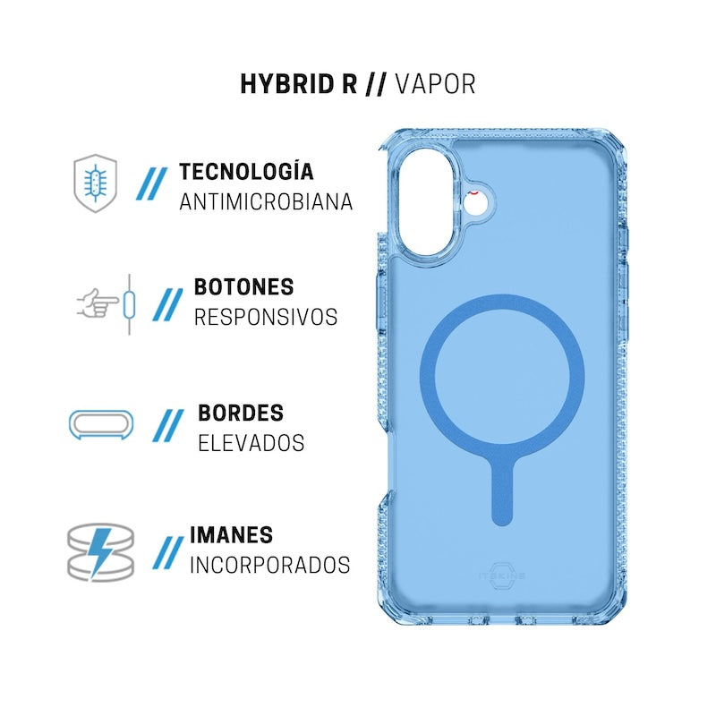 iTSKINS Hybrid Rugged Case for iPhone 16 - Shockproof & Durable Protection in Blue | Perfect for Outdoor Adventures & Daily Use