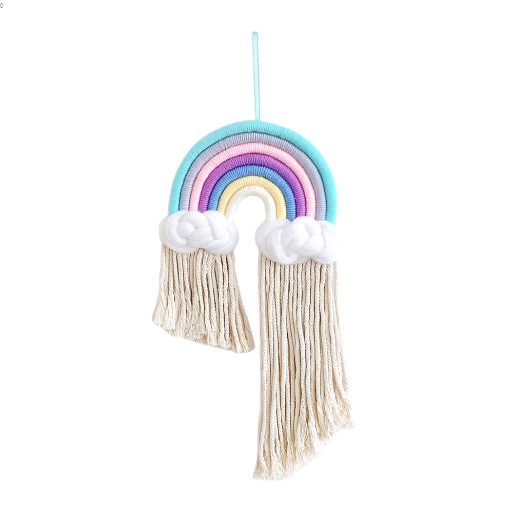 Nordic Style Woven Rainbow Cloud Tassel Wall Hanging - Handmade Home Decor for Kids Room, Nursery, Bedroom & Living Room | Boho Chic Wall Art for Modern Interior Design