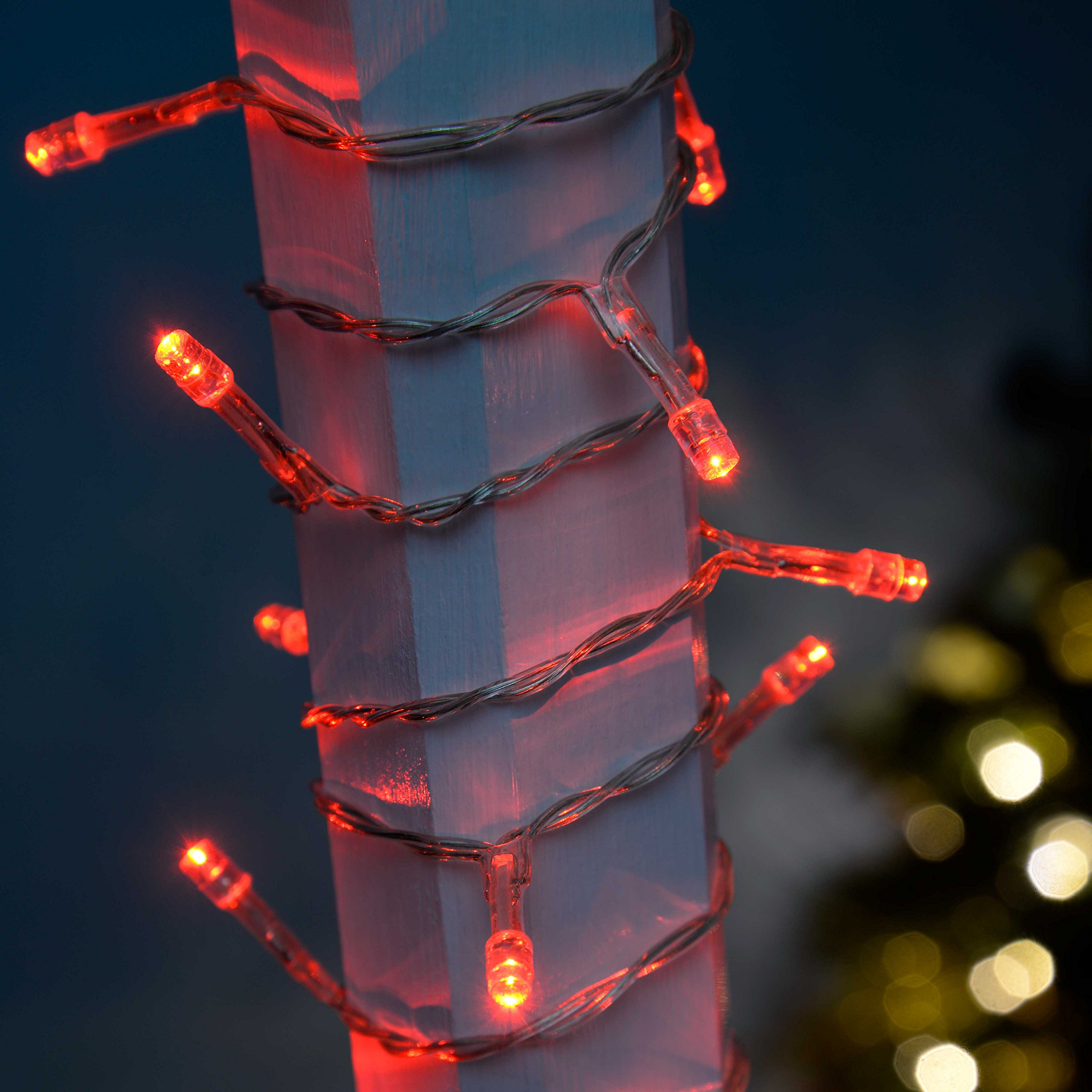 Battery Operated LED String Lights - 20-Piece Red Static/Flash Mode for Christmas, Party, Wedding, and Home Decor