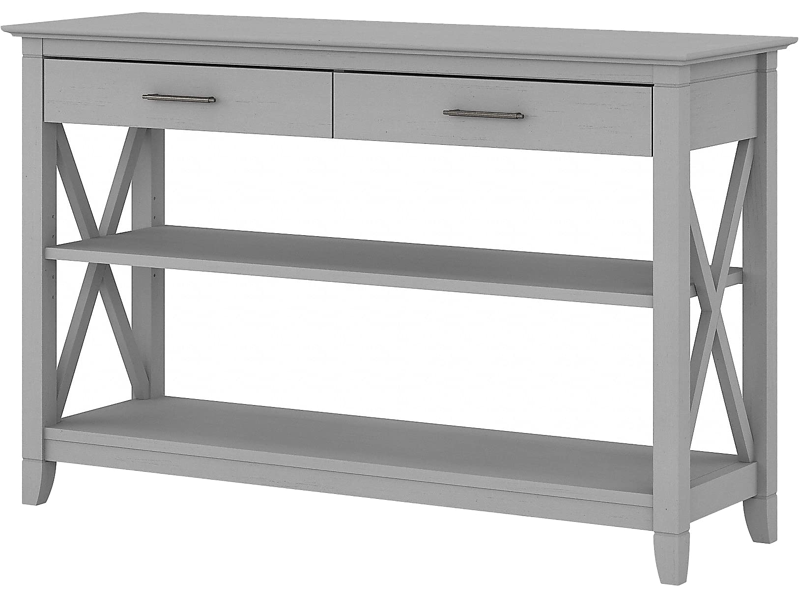 Bush Furniture Narrow Console Table with Storage - Key West Collection Entryway Table with Drawers & Aged Bronze Hardware, 47