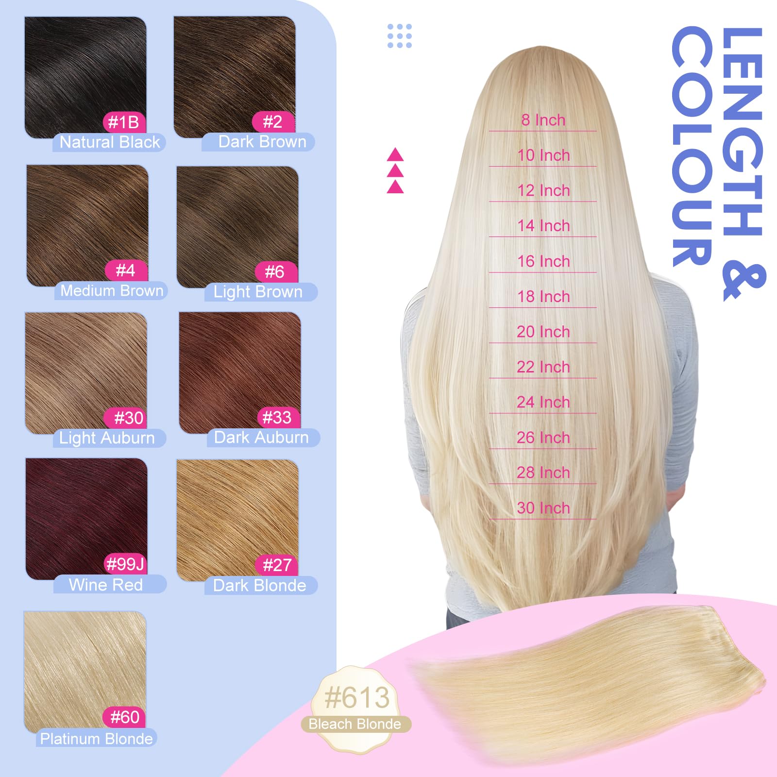 Elailite 100% Real Human Hair Weave Bundles - #613 Bleach Blonde Straight Hair Extensions (18 Inch, 100g) for Stunning Blonde Looks - Perfect for Daily Wear, Parties & Special Occasions