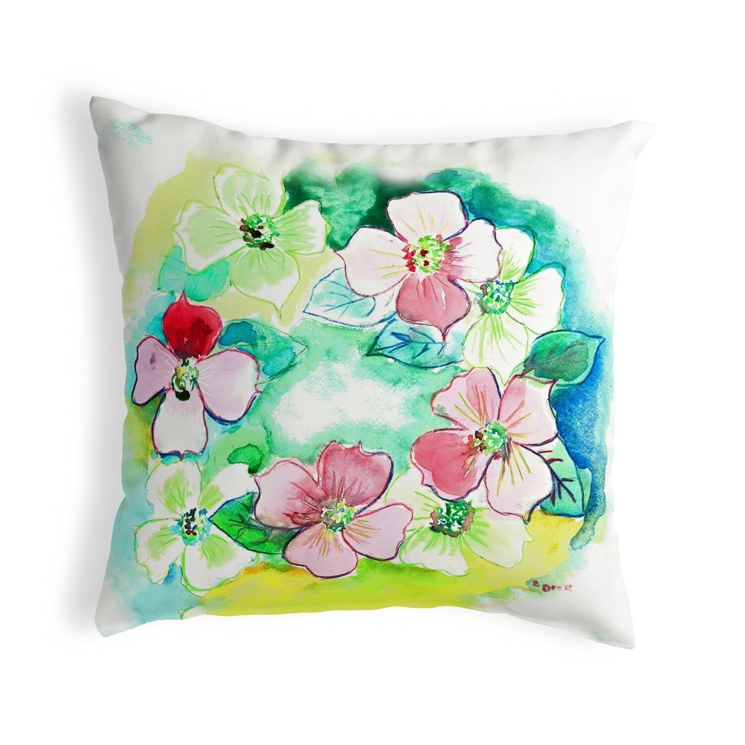Betsy Drake KS908 Decorative Throw Pillow 12x12 Inches - Multi-Color Cushion for Sofa, Bed & Home Decor