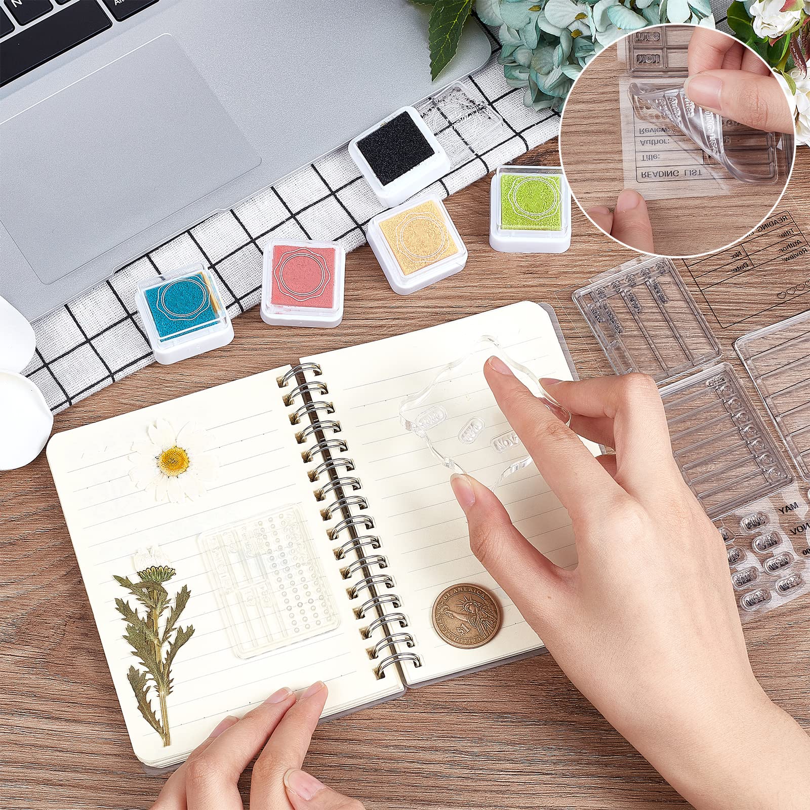 GLOBLELAND Clear Silicone Stamps Set for Calendar, Planner, Date & Time - 6.3x4.3 Inches DIY Scrapbooking, Card Making, Photo Album, Paper Craft - Perfect for Bullet Journaling, Memory Keeping & Handmade Greeting Cards