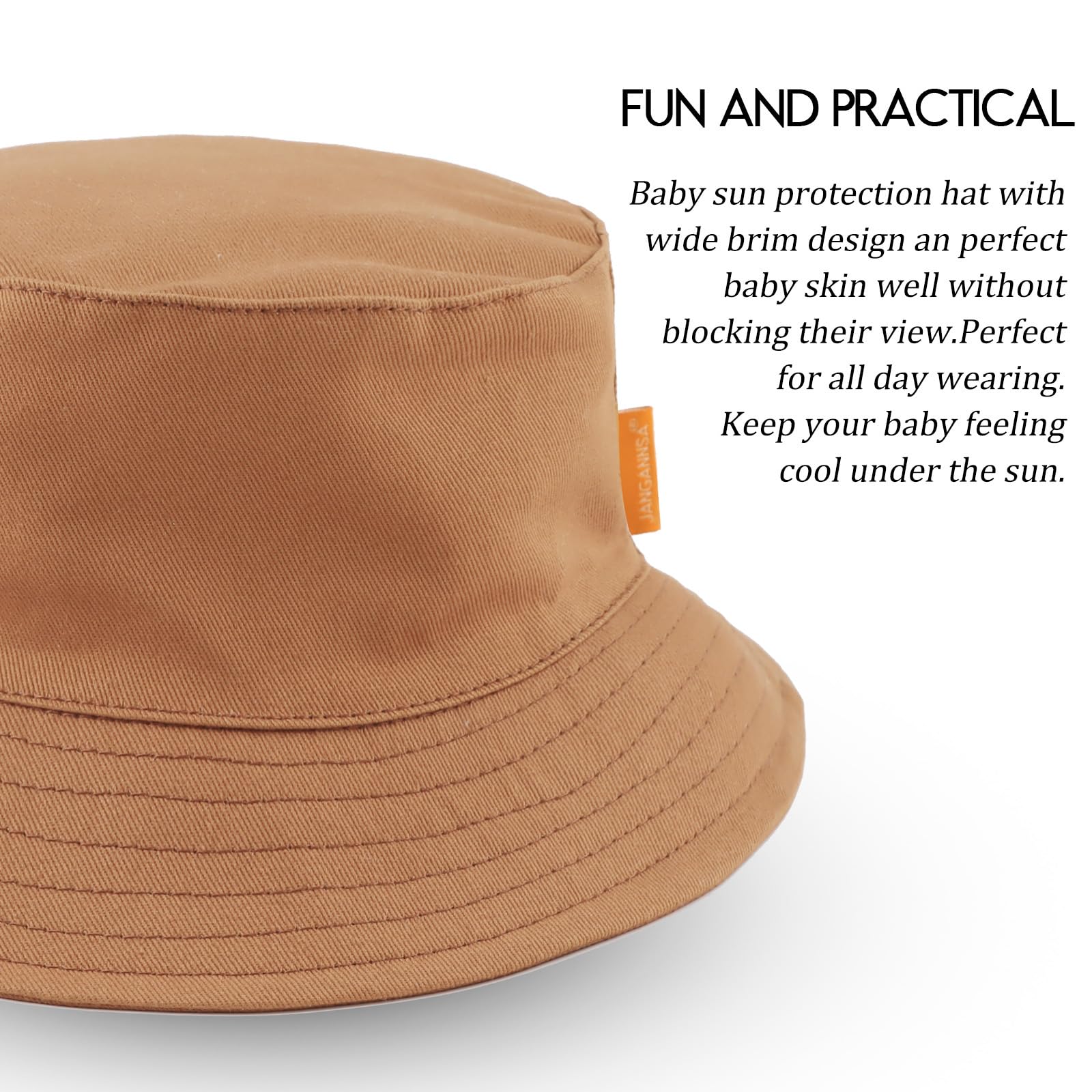 JANGANSA Cotton Baby Sun Hat for Boys & Girls - UPF 50+ UV Protection Bucket Hat for Toddlers & Infants - Soft & Breathable Summer Beach Hat for Outdoor Play, Park, and Travel