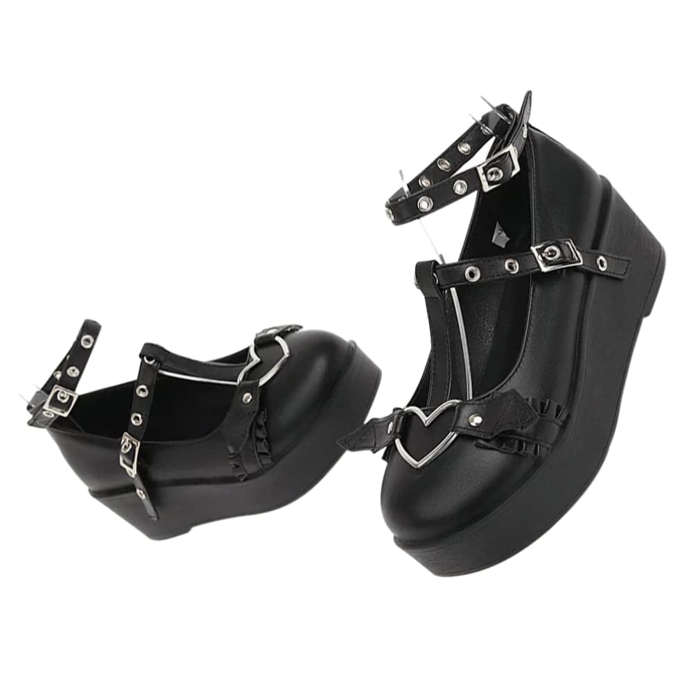 Holibanna Mary Women's Chunky Heel Dress Pumps - Buckle Strap Loafer Leather Shoes for Lolita Fashion | Perfect for Parties, Weddings & Vintage Outfits