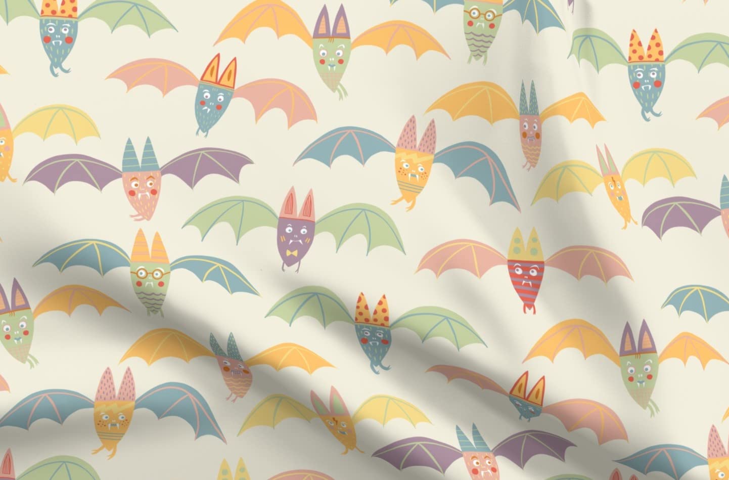 Pastel Bats Halloween Printed Minky Fabric Fat Quarter - Soft Plush Fabric for Sewing Baby Blankets, Quilt Backing & DIY Crafts - Perfect for Halloween Decor, Nursery Projects & Cozy Home Accessories