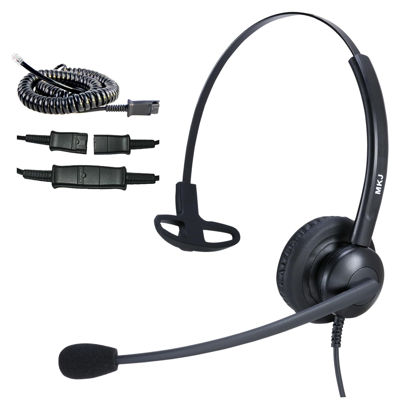 MKJ Wired Telephone Headset with Noise Cancelling Microphone - Compatible with Cisco CP-7821, 7861, 7942G, 7960G, 7975G, 7841, 8811, 8841, 8851, 8861, 8865 & 9951 - Ideal for Office Calls, Customer Service & Remote Work