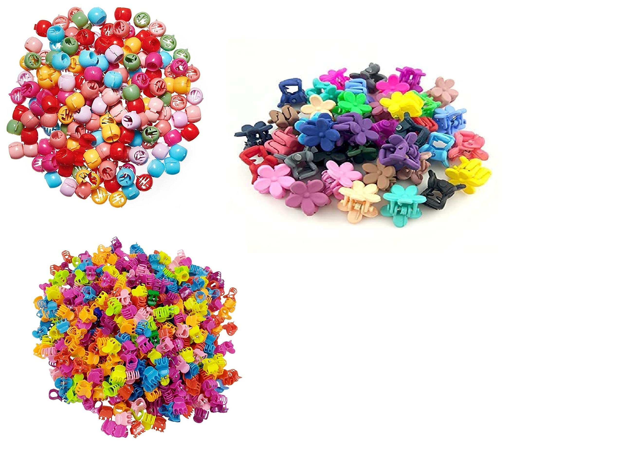 100-Piece Mini Hair Claw Clips Set for Women Girls Kids - Plastic Hairpins with Flowers & Beads in Multicolor | Hair Accessories for School, Party, Wedding & Daily Use